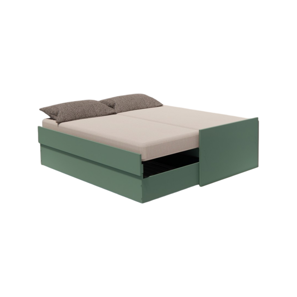 Cama Bicama Solteiro e Casal Versatile 3 em 1 - Verde Natureza - Kartoon