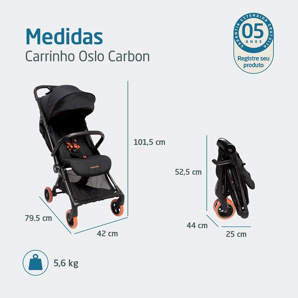 Carrinho de Bebê Oslo Carbon Black Sport - Maxi Cosi