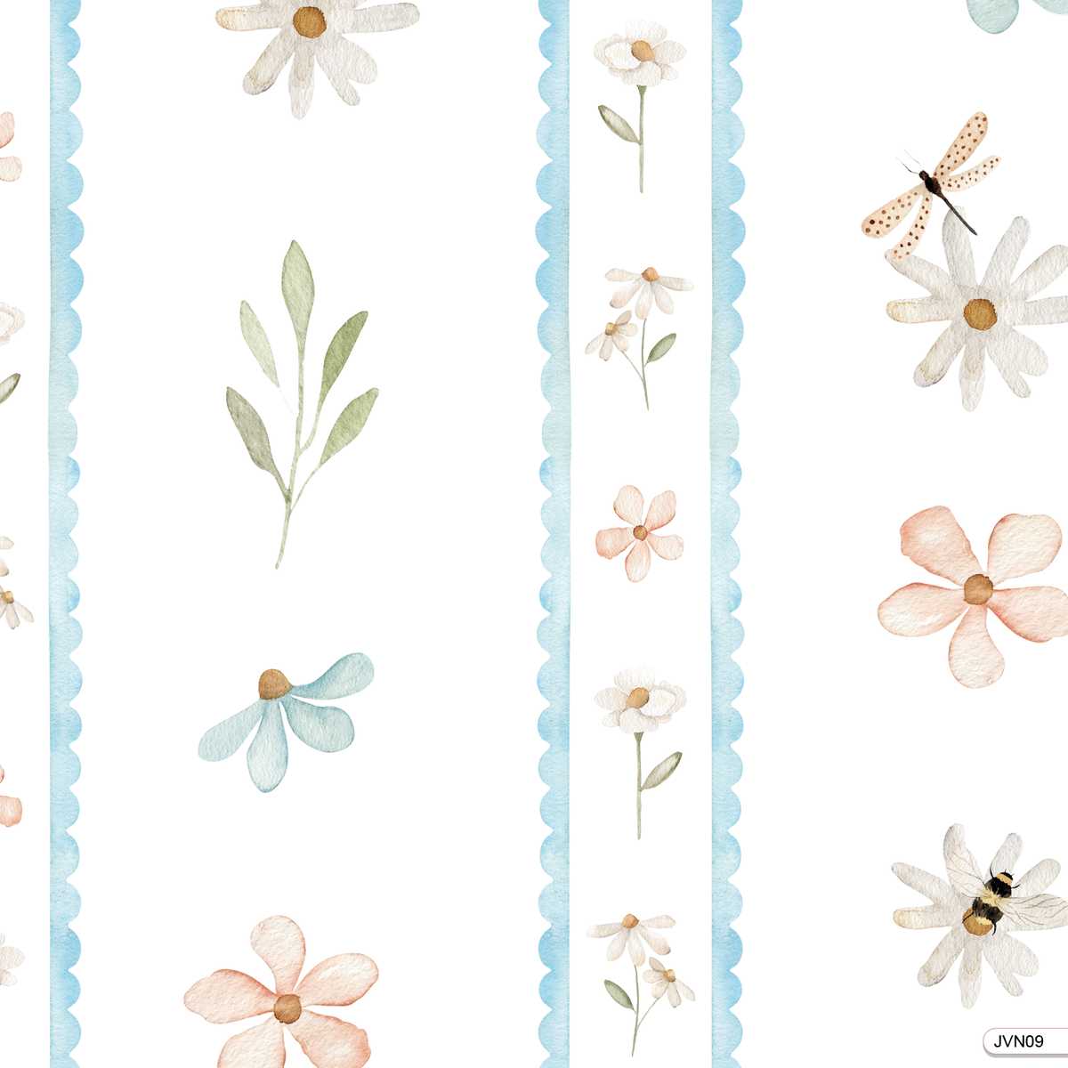 Papel de Parede - Listras Jardim de Margaridas 09