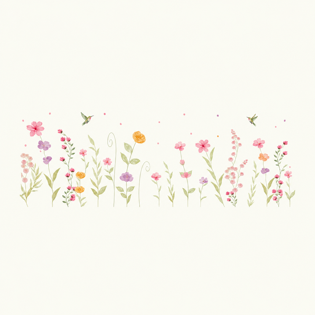 Painel de Parede - Jardim Silvestre com Beija-Flores