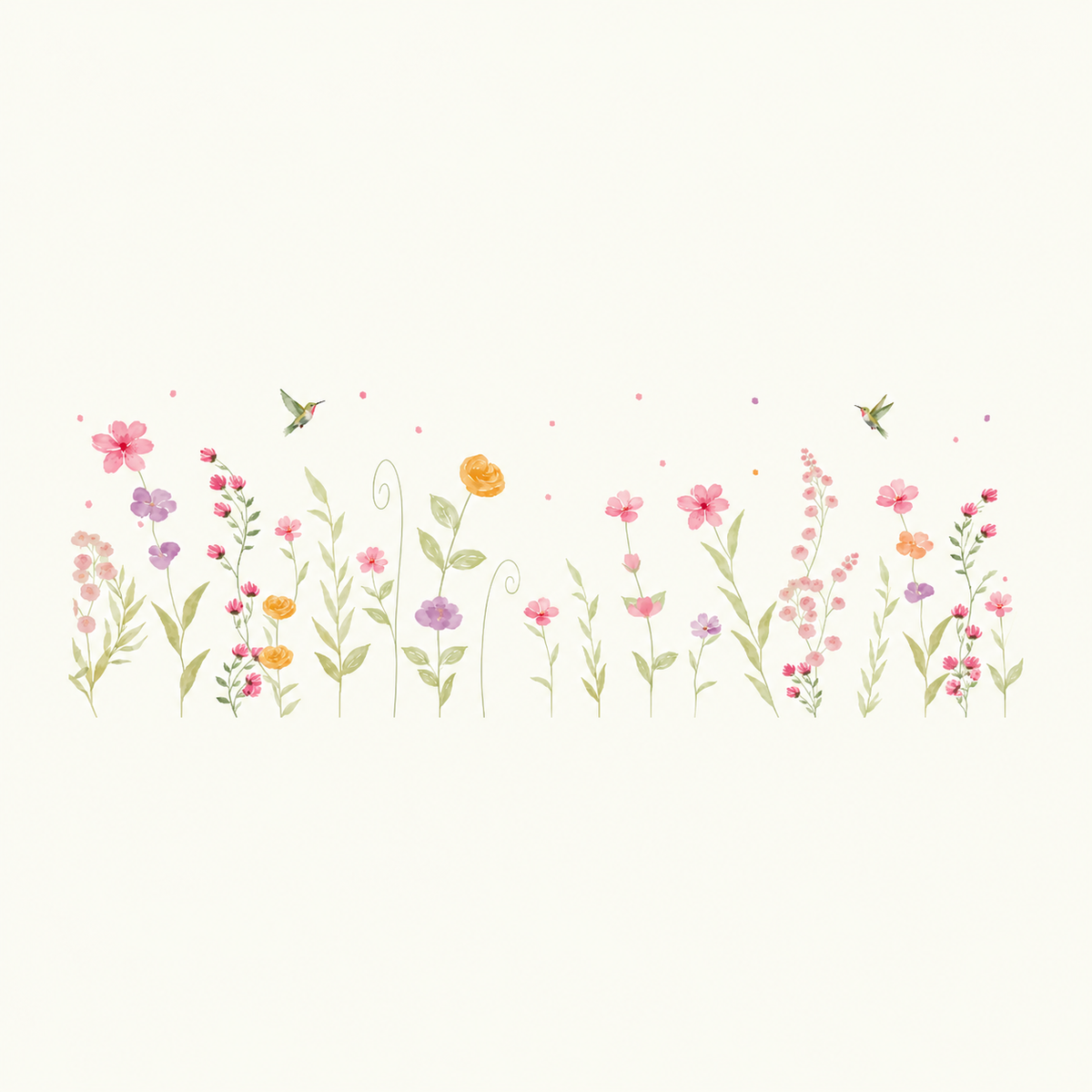 Painel de Parede - Jardim Silvestre com Beija-Flores
