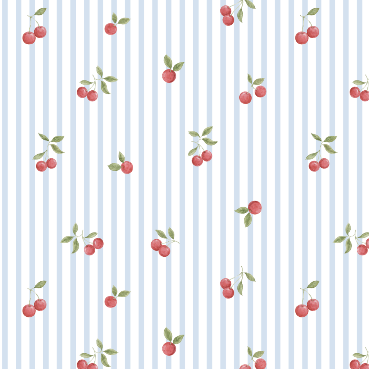 Papel de Parede - Cerejinhas Listrado Azul 21257
