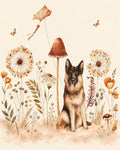 Painel de Parede - Jardim Encantado com Cachorro