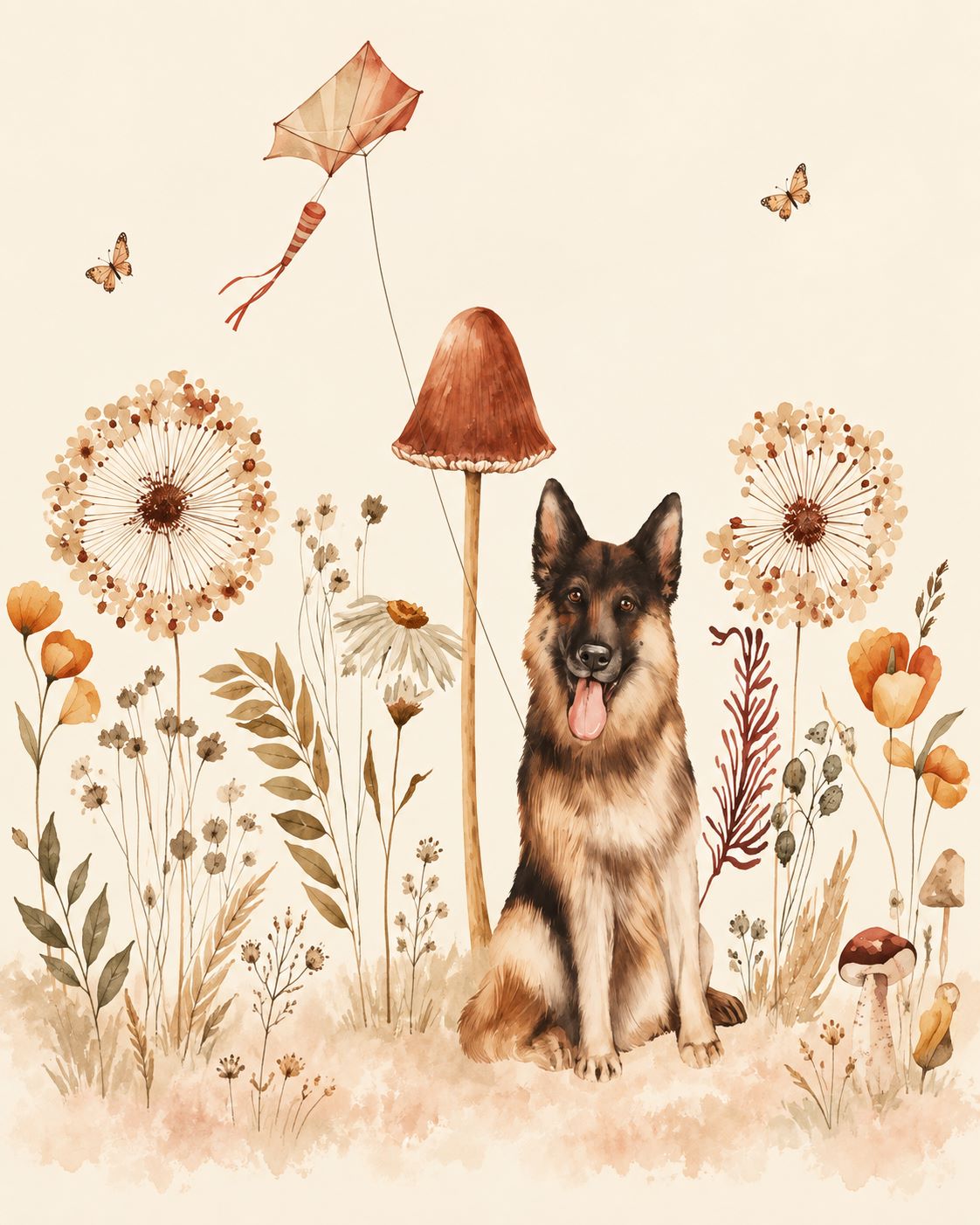 Painel de Parede - Jardim Encantado com Cachorro
