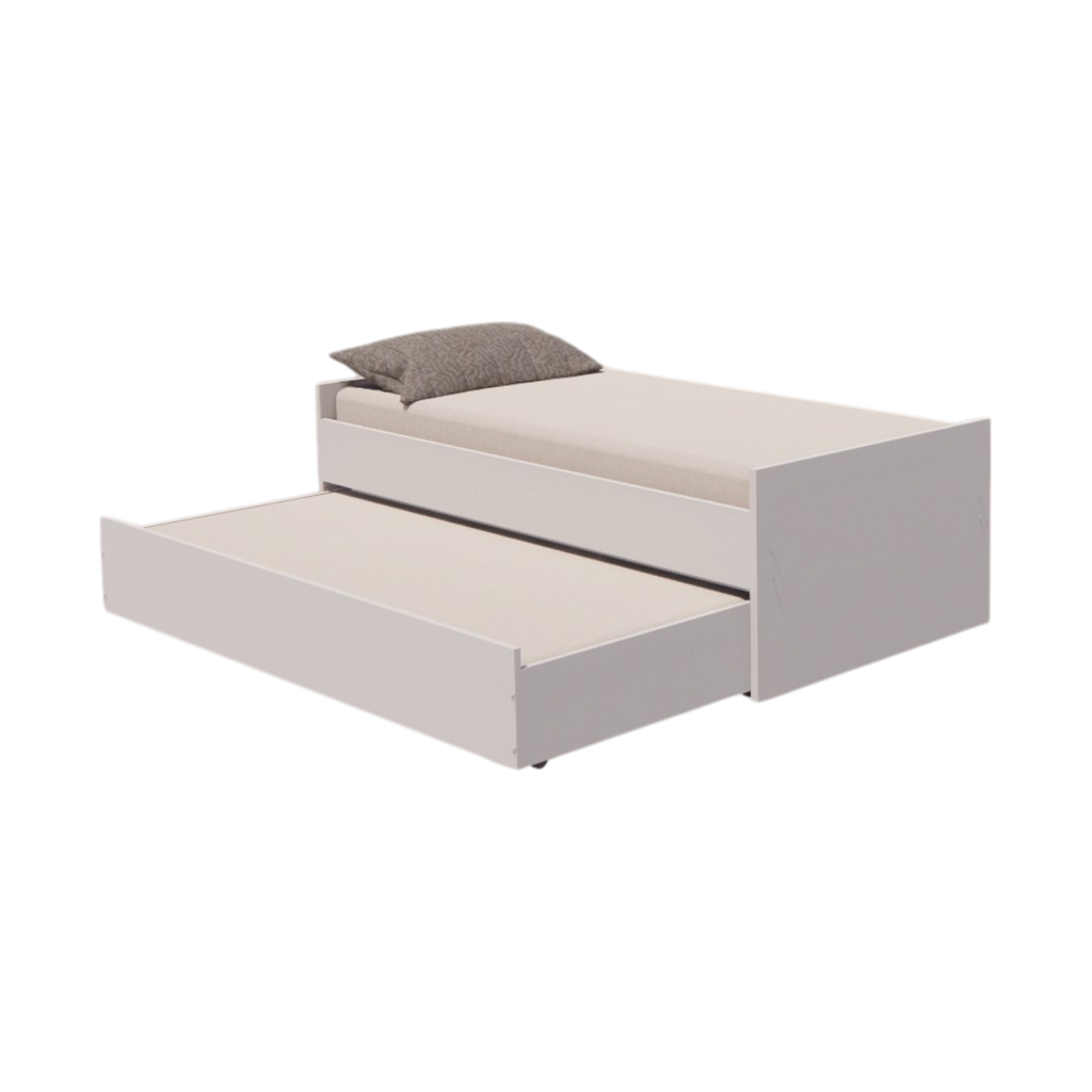 Cama Bicama Solteiro e Casal Versatile 3 em 1 em MDF - Branco - Kartoon