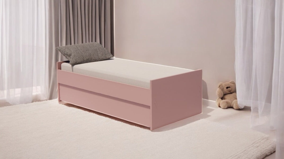 Cama Bicama Solteiro e Casal Versatile 3 em 1 - Rosa Ballet - Kartoon