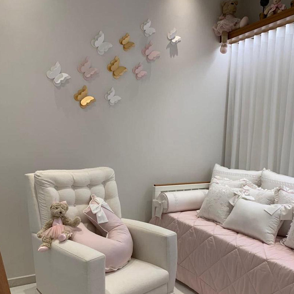 Kit 4 Borboletas para Decoração de Parede Tam G - cor:Branco