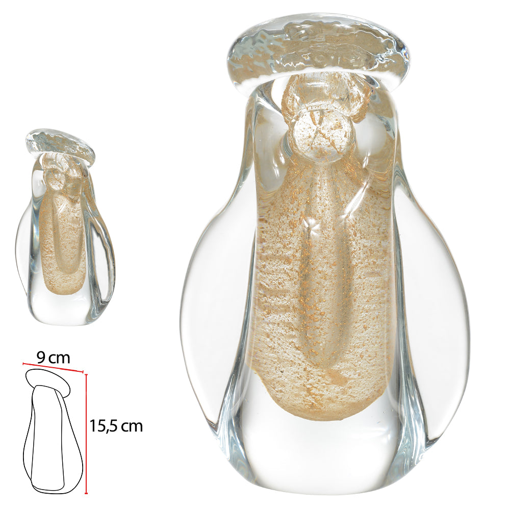 Escultura decorativa santa em vidro – Transparente Dourado
