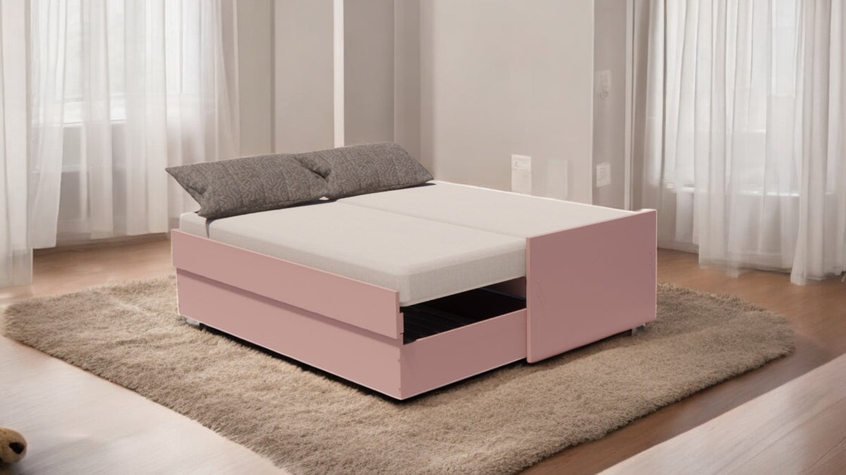 Cama Bicama Solteiro e Casal Versatile 3 em 1 - Rosa Ballet - Kartoon