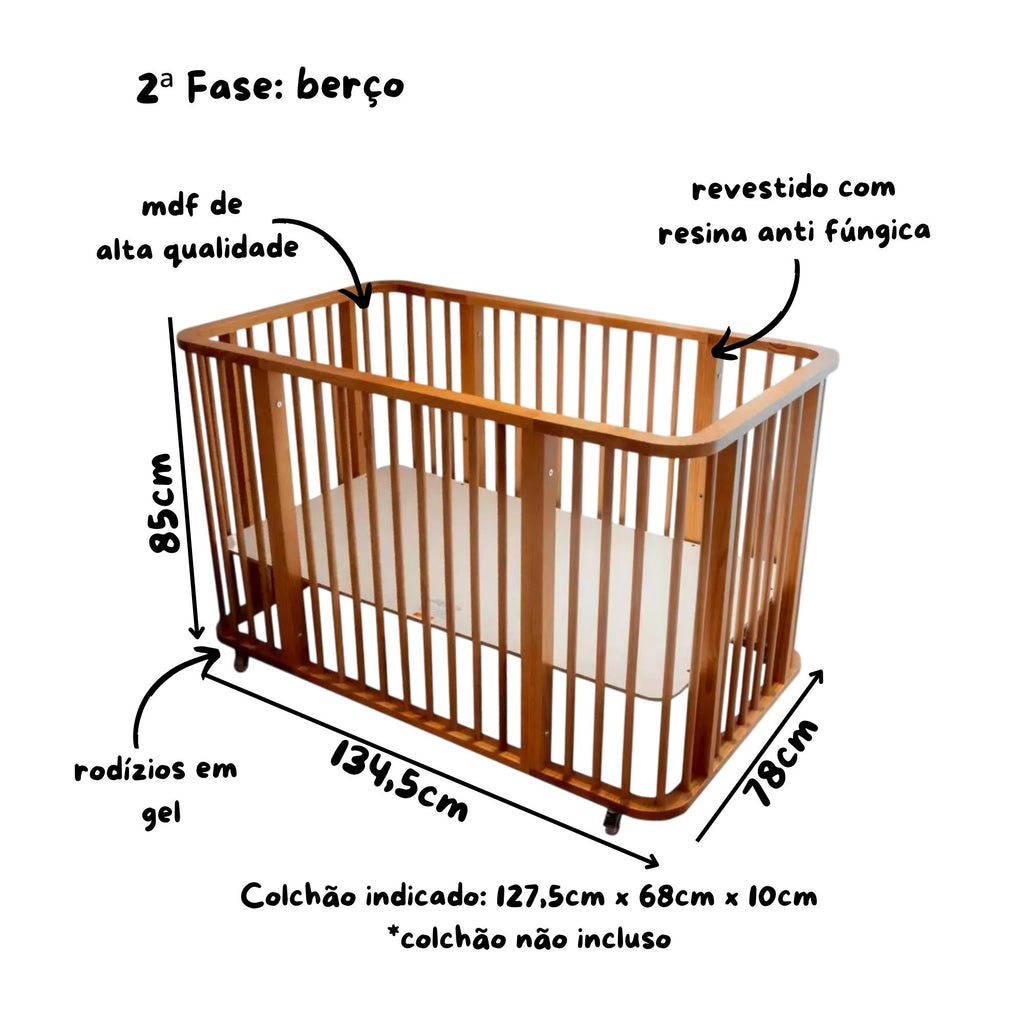 Berço Berço Evolutivo Fases FAS-500 Madeira - Kartoon