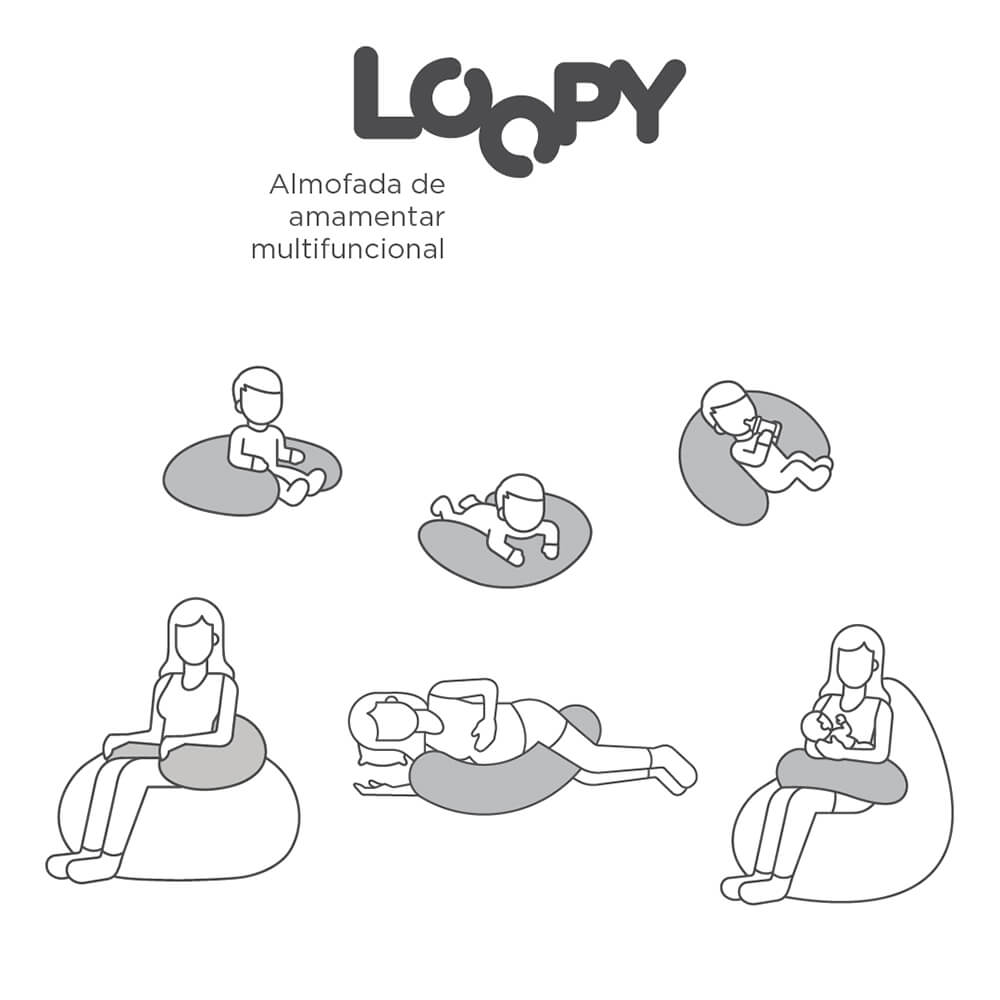 Almofada de Amamentação Multifuncional Loopy Cinza Mescla - FOM