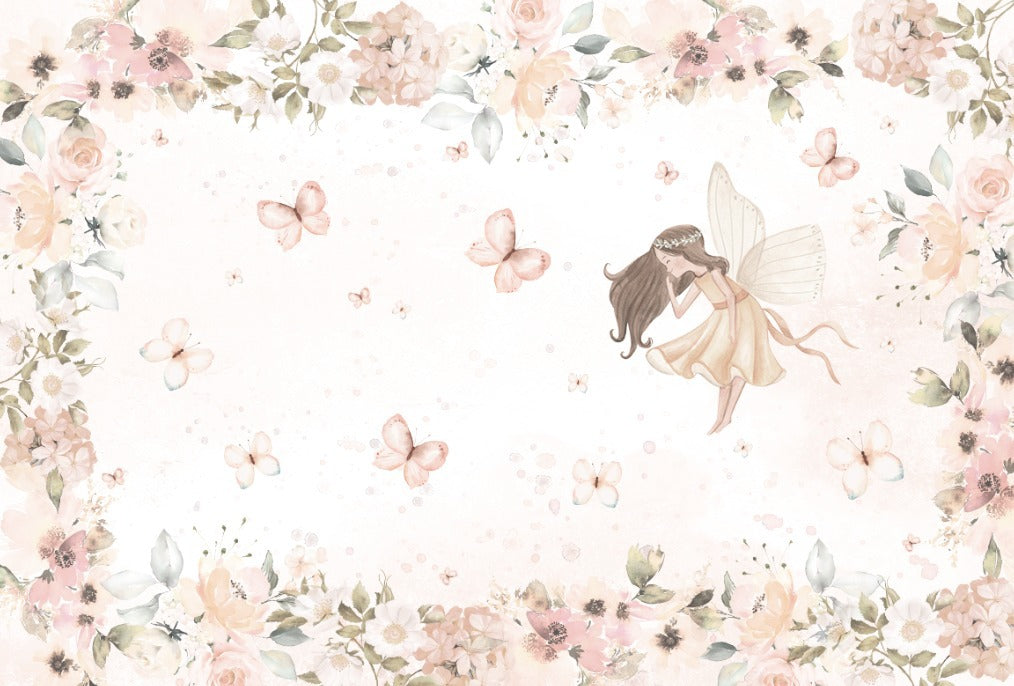 Painel de Parede - Jardim Encantado com Borboleta e Fada  1275