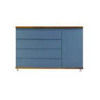 Cômoda Bada BAD-471 com 4 Gavetas e 1 Porta com Rodízios - Azul Gude com Madeira - Kartoon