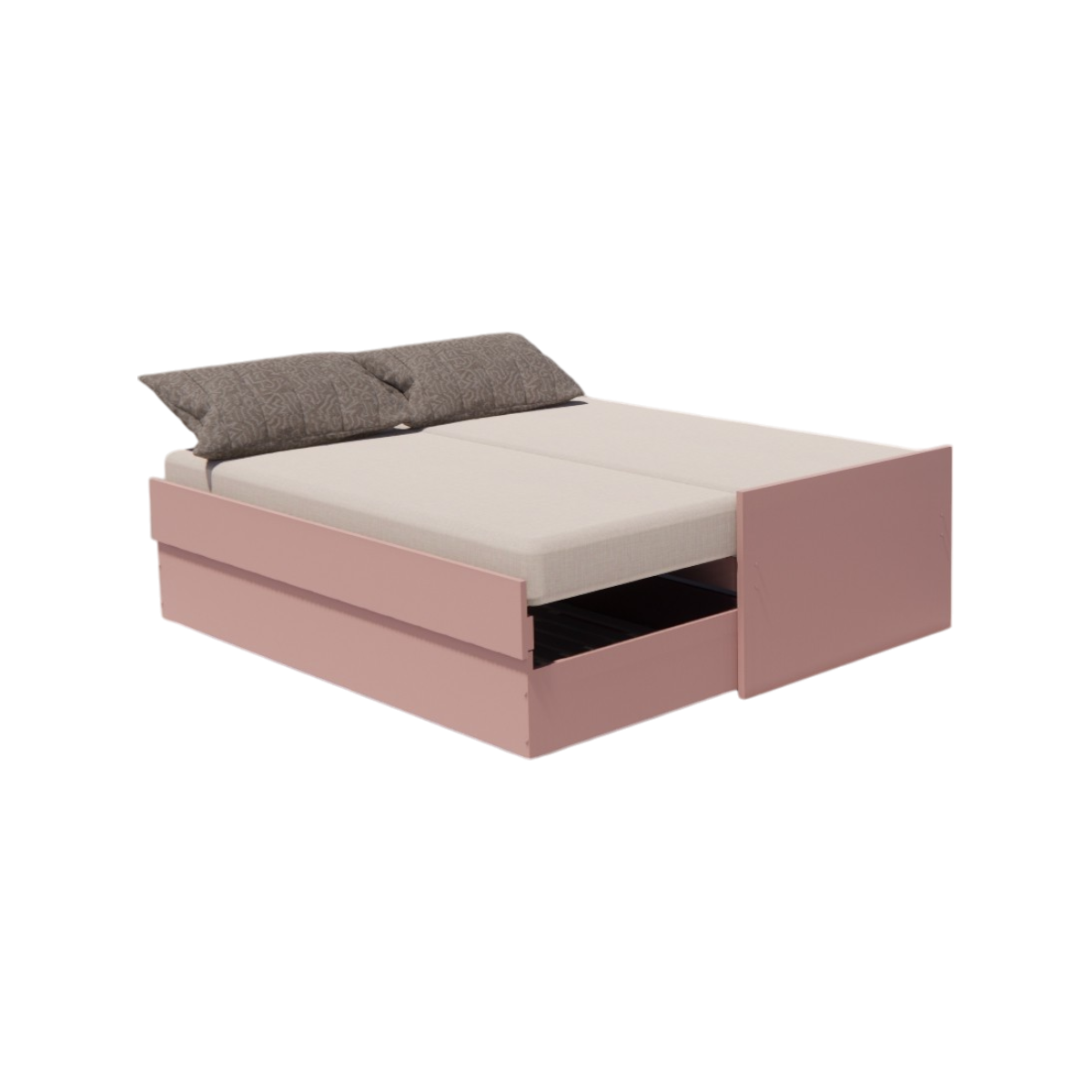 Cama Bicama Solteiro e Casal Versatile 3 em 1 - Rosa Ballet - Kartoon