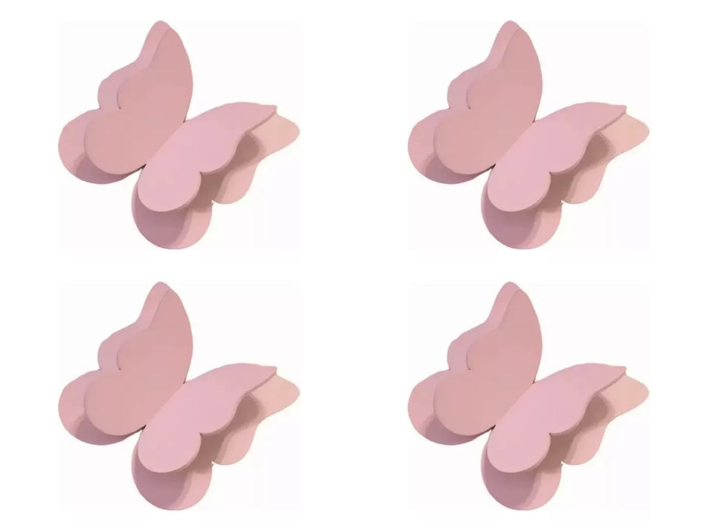 Kit 4 Borboletas para Decoração de Parede Tam G - cor:Rosa