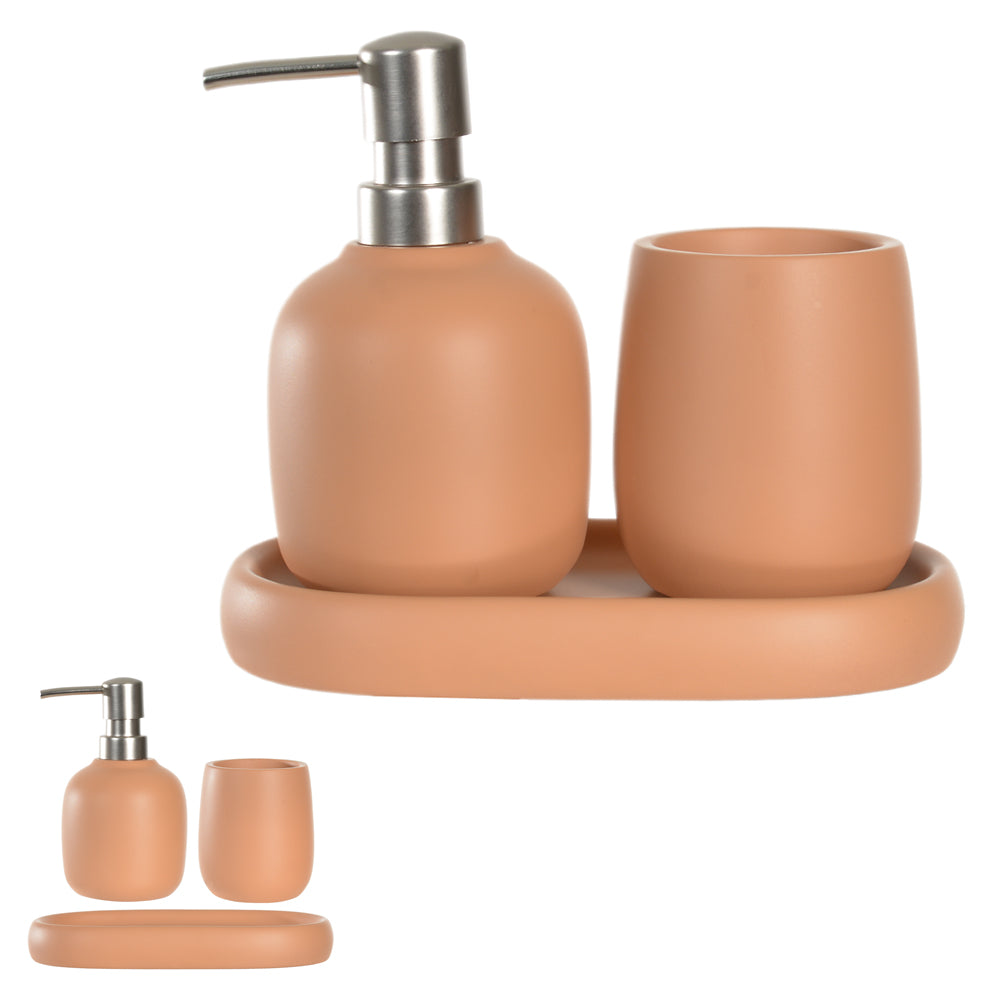 Kit para banheiro com 3 peças em cimento – Terracota