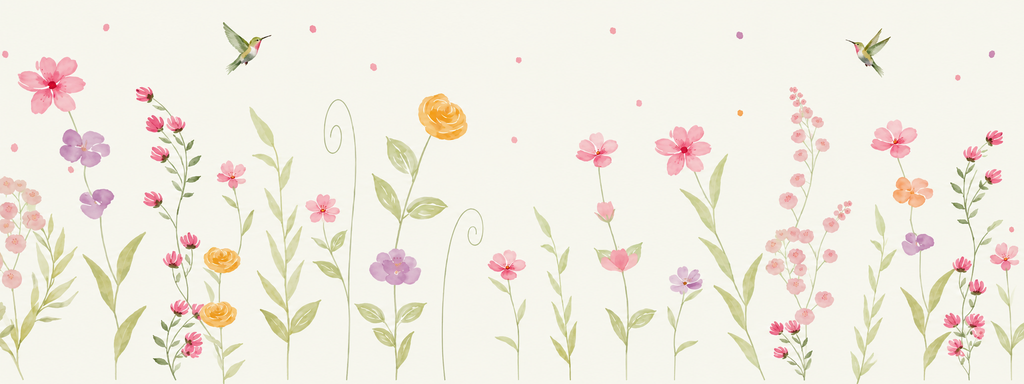 Painel de Parede - Jardim Silvestre com Beija-Flores