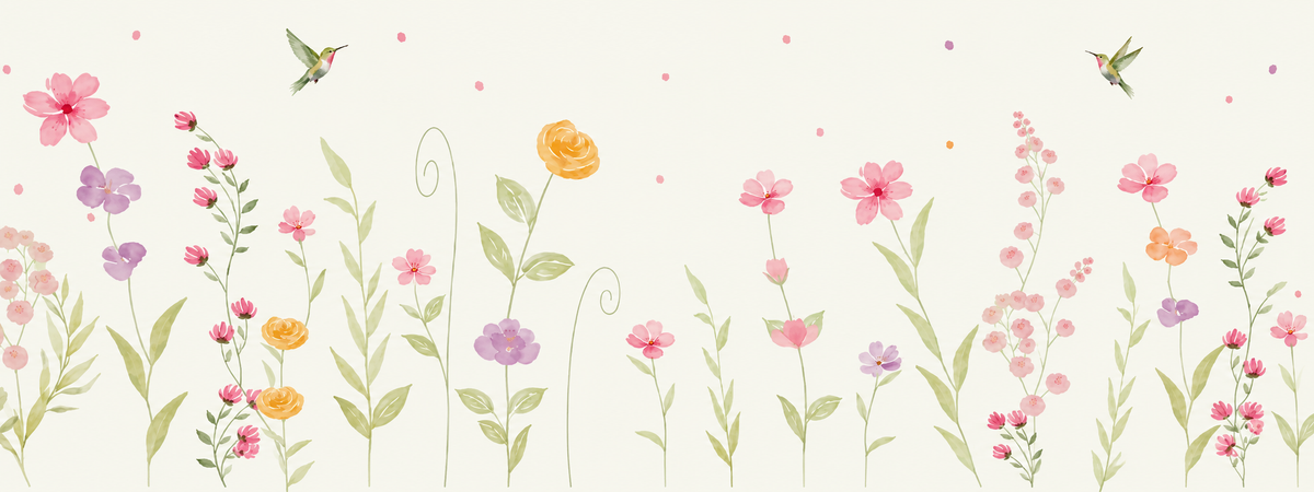 Painel de Parede - Jardim Silvestre com Beija-Flores