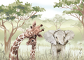 Painel de Parede - Safari Girafas e Elefante 3777