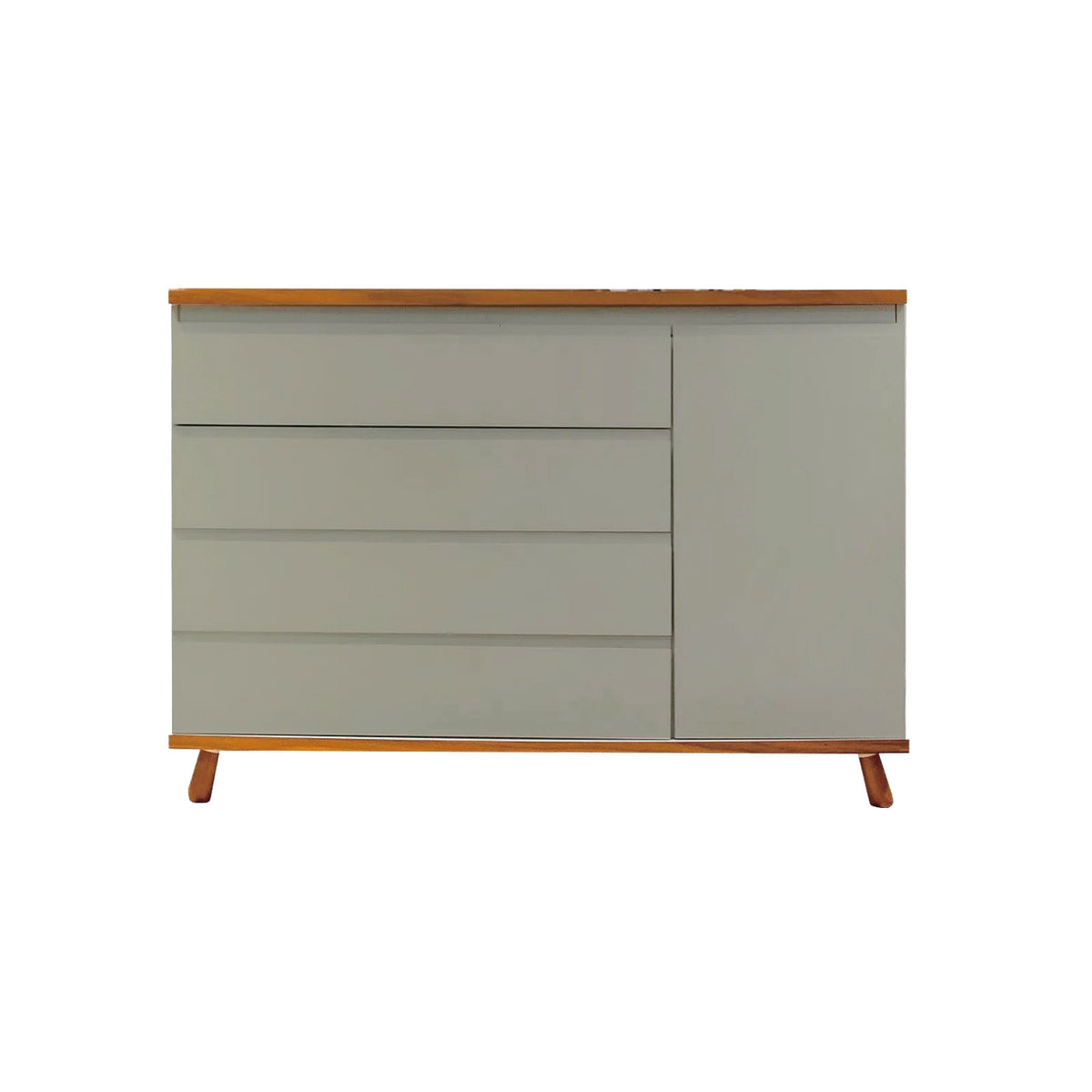 Cômoda Badá BAD-171 com 4 Gavetas e 1 Porta Pés Fixos - Cinza Harbor com Madeira - Kartoon