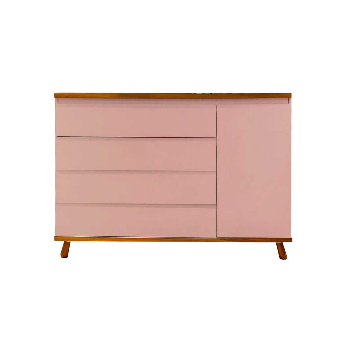 Cômoda Badá BAD-171 com 4 Gavetas e 1 Porta Pés Fixos - Rosa Ballet com Madeira - Kartoon