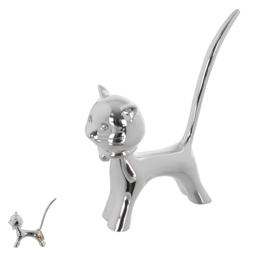 Porta anéis gato em metal – Prata