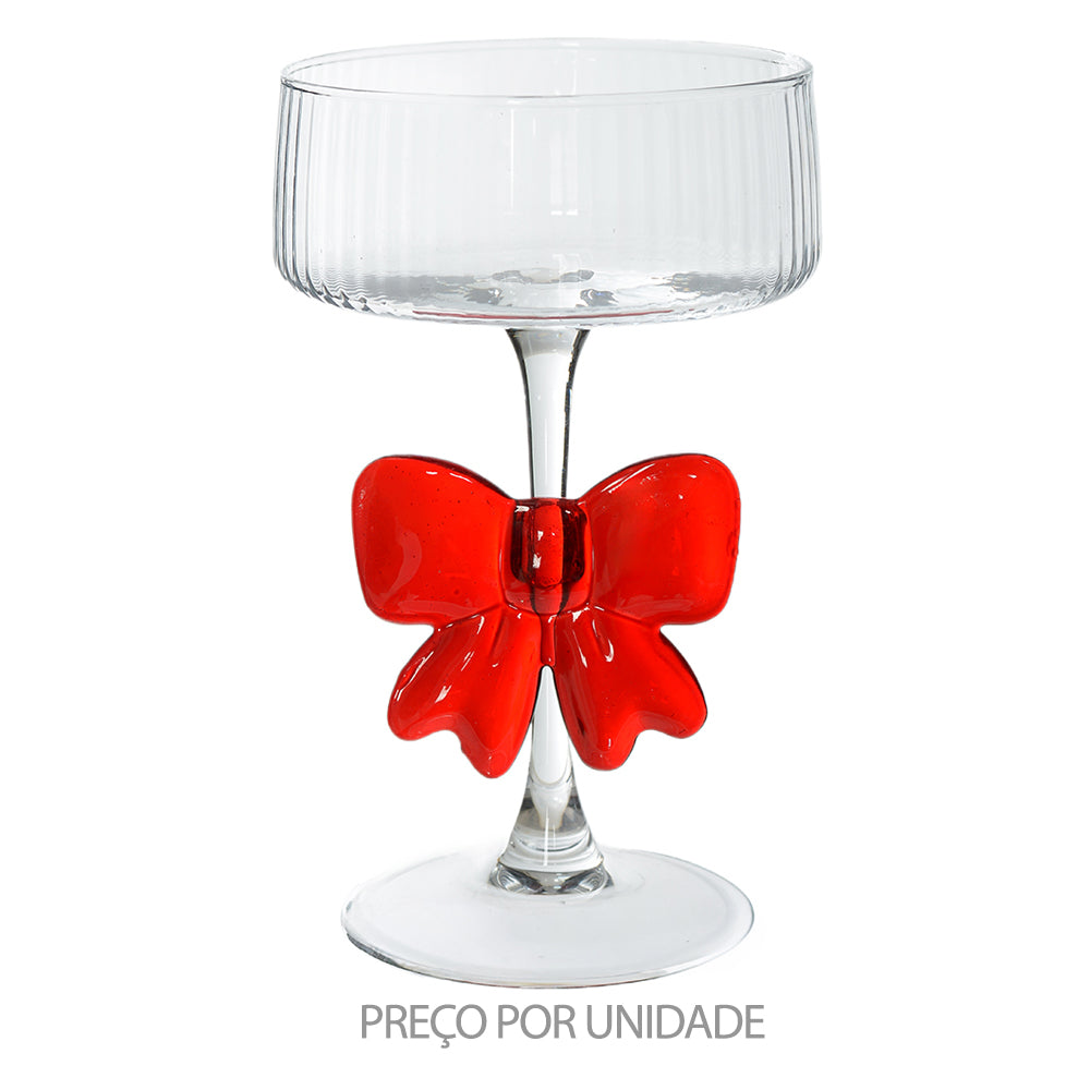 Taça de coquetel laço em vidro 17cm – Vermelho