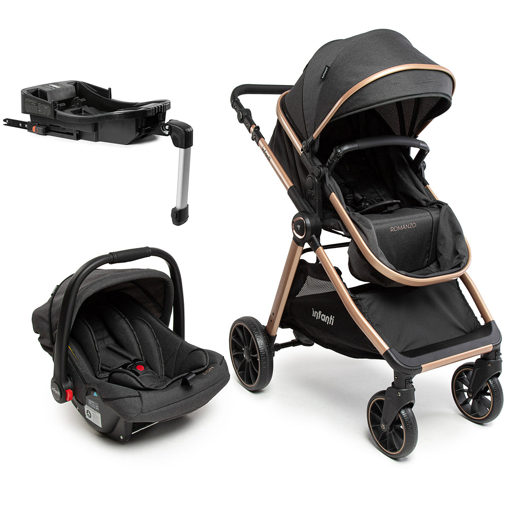 Carrinho Travel System Romanzo Trio Isofix Preto Bronze Infanti