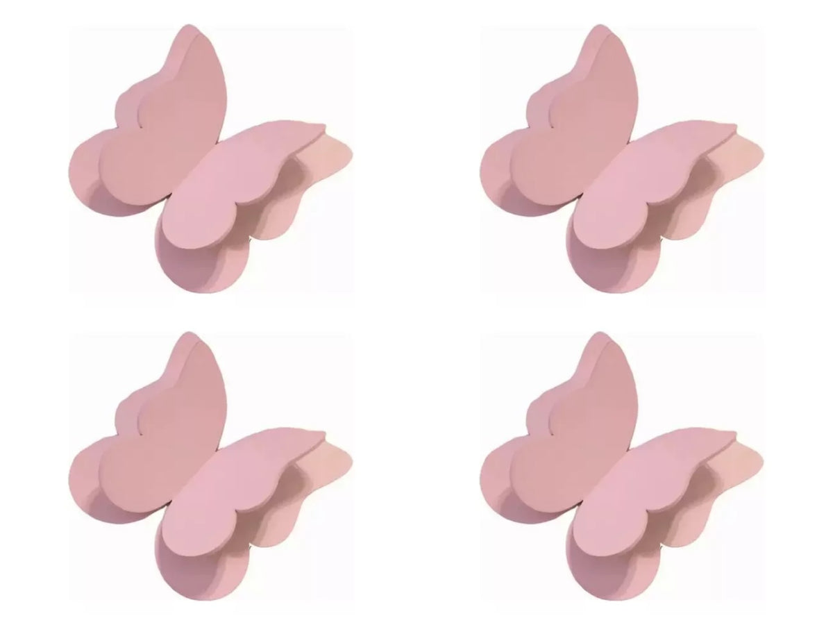 Kit 4 Borboletas para Decoração de Parede Tam P - cor:Rosa