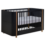 Berço e Mini Cama Kazan Preto com Madeira