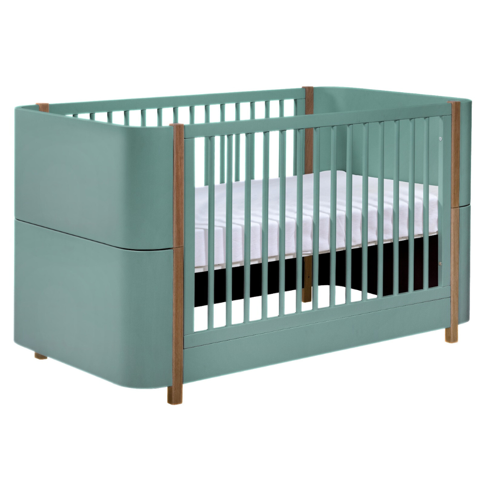 Berço e Mini Cama Kazan Verde com Madeira