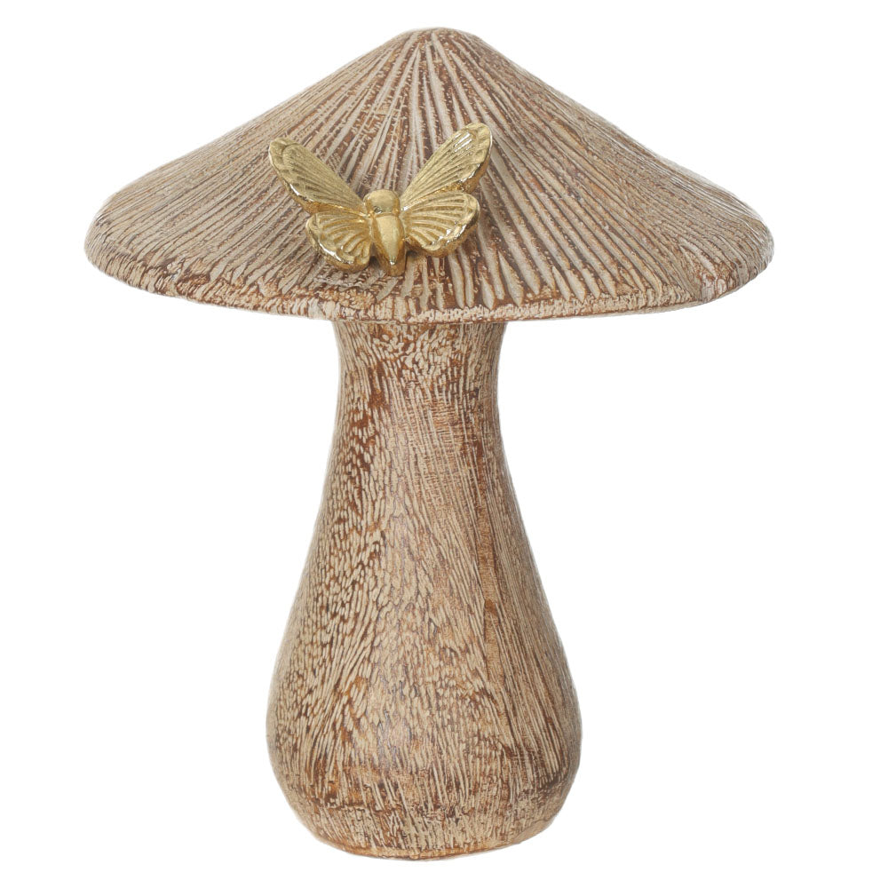 Escultura decorativa cogumelo com borboleta 15cm – Fendi
