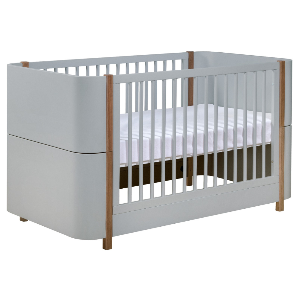 Berço e Mini Cama Kazan Grey com Madeira