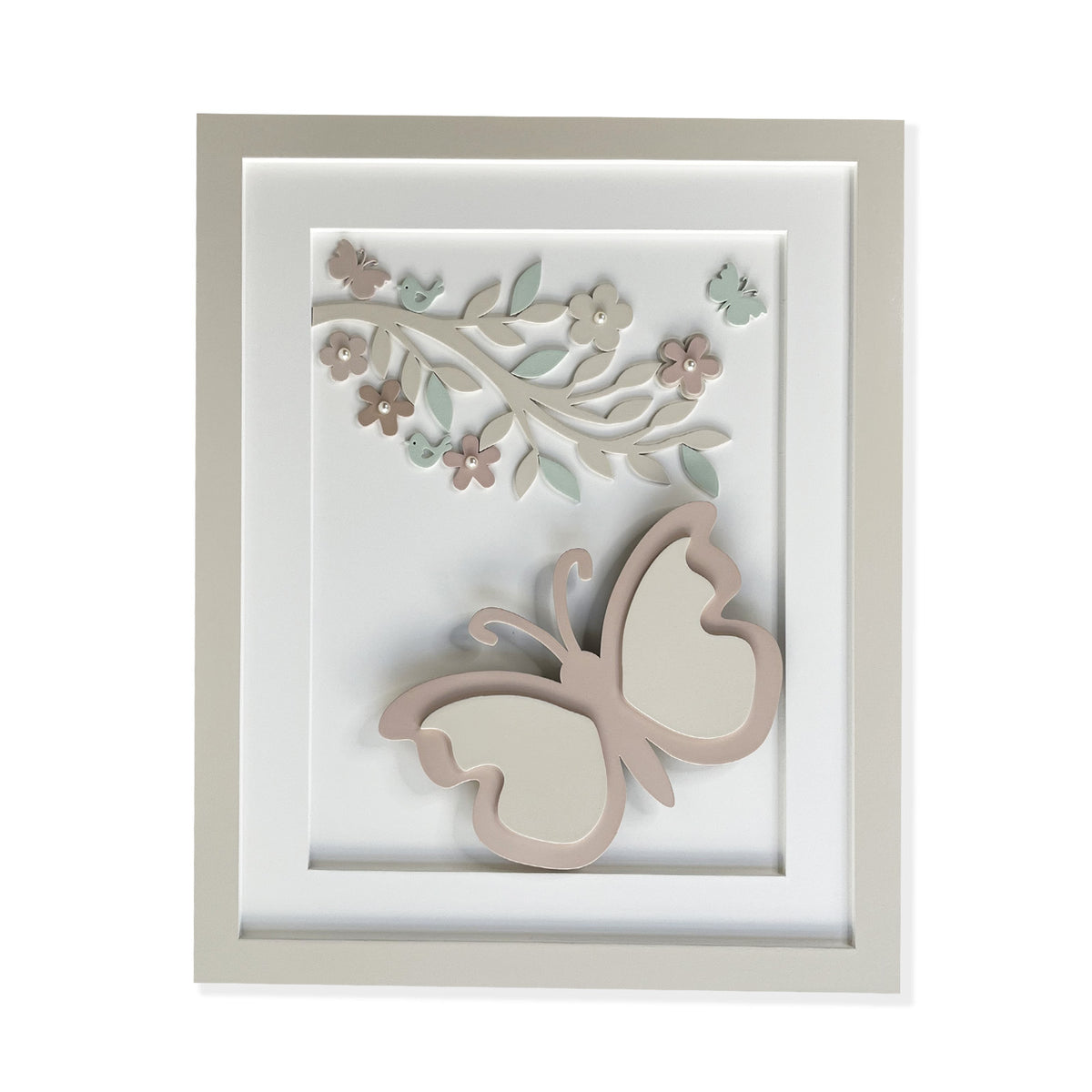 Quadro Decorativo com LED Borboleta Bege