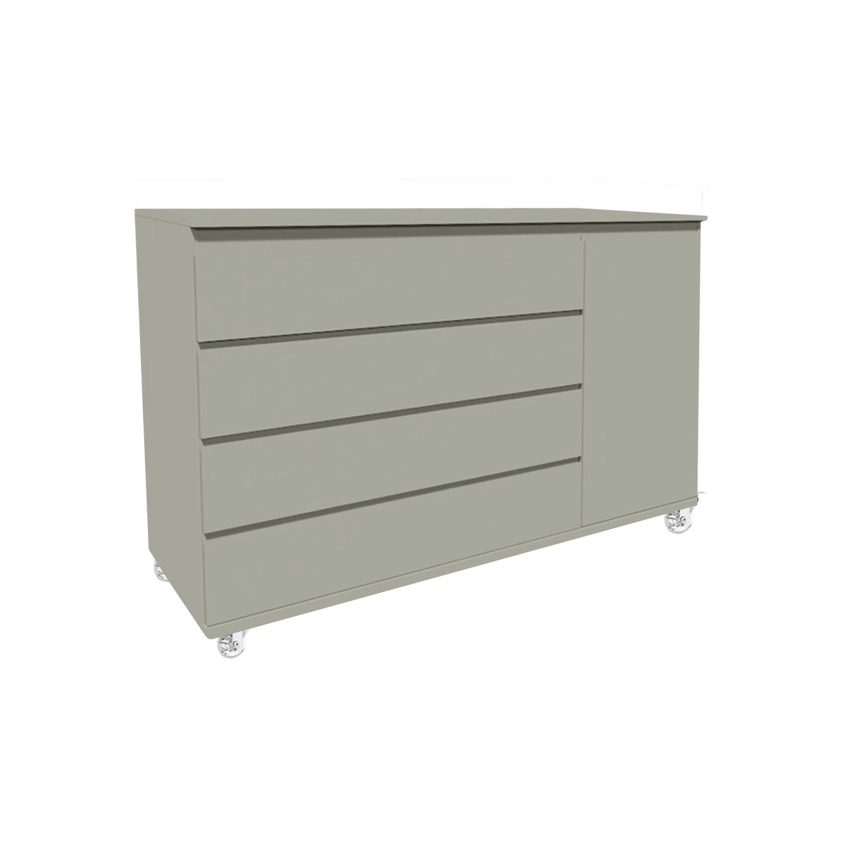 Cômoda Bada BAD-471 com 4 Gavetas e 1 Porta com Rodízios - Cinza Harbor - Kartoon