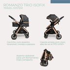 Carrinho Travel System Romanzo Trio Isofix Preto Bronze Infanti