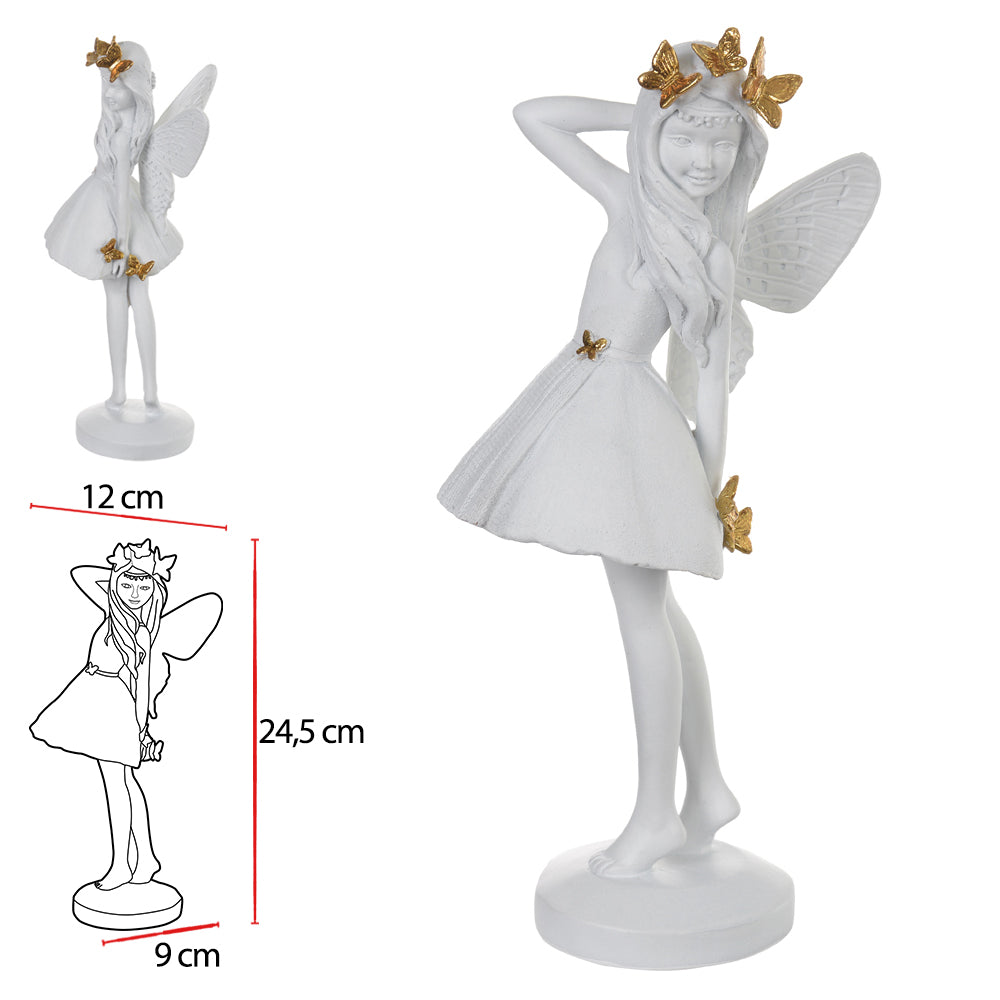 Escultura decorativa fada – Branco Dourado