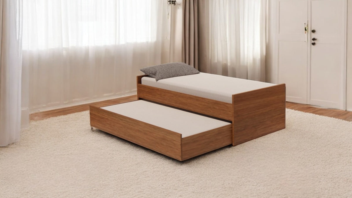 Cama Bicama Solteiro e Casal Versatile 3 em 1 em MDF - Freijó - Kartoon