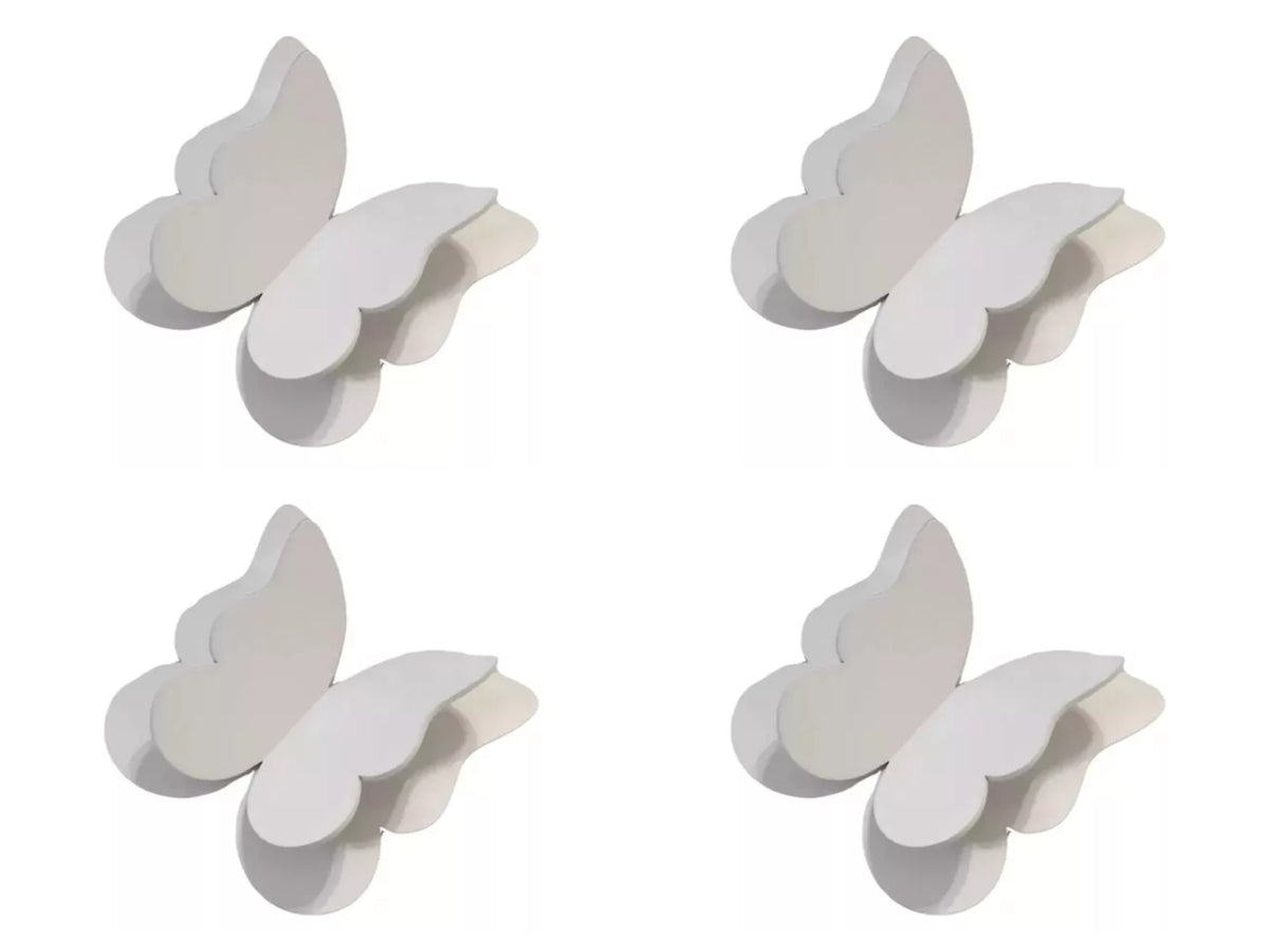 Kit 4 Borboletas para Decoração de Parede Tam P - cor:Branco