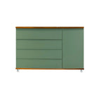 Cômoda Bada BAD-471 com 4 Gavetas e 1 Porta com Rodízios - Verde Natureza com Madeira - Kartoon