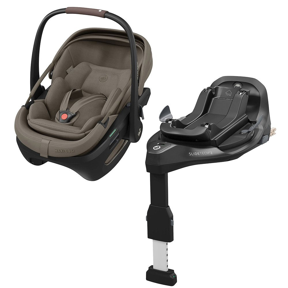 Bebê Conforto Coral Slide Pro + Base Slide Pro Oak Truffle - Maxi Cosi