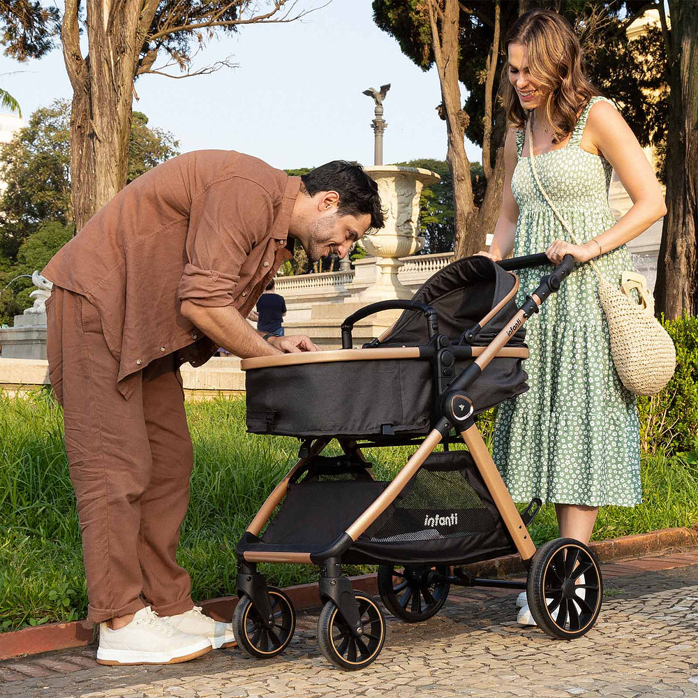 Carrinho Travel System Romanzo Trio Isofix Preto Bronze Infanti