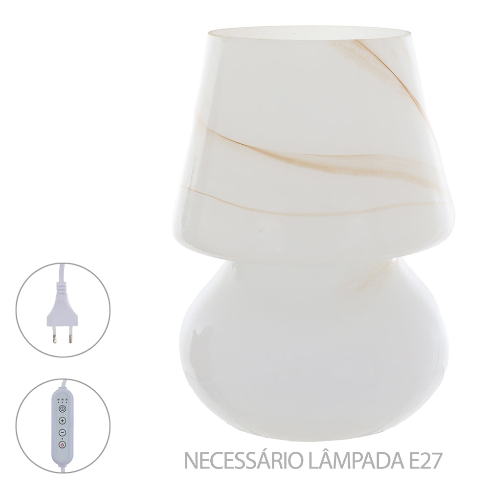 Luminária de mesa em vidro – Bege