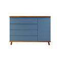 Cômoda Badá BAD-171 com 4 Gavetas e 1 Porta Pés Fixos - Azul Gude com Madeira - Kartoon