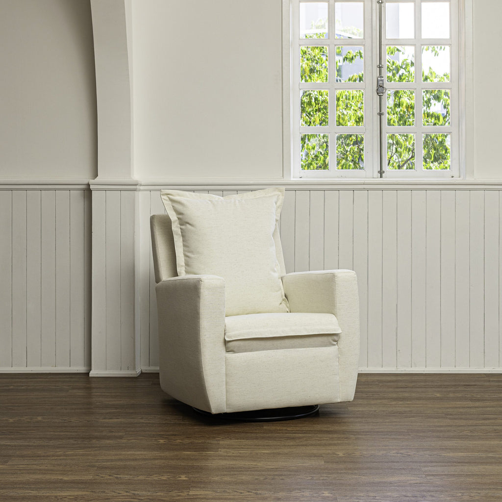 Poltrona Serena com Pés Giro + Balanço - Linho Cru - M05 - Stillen